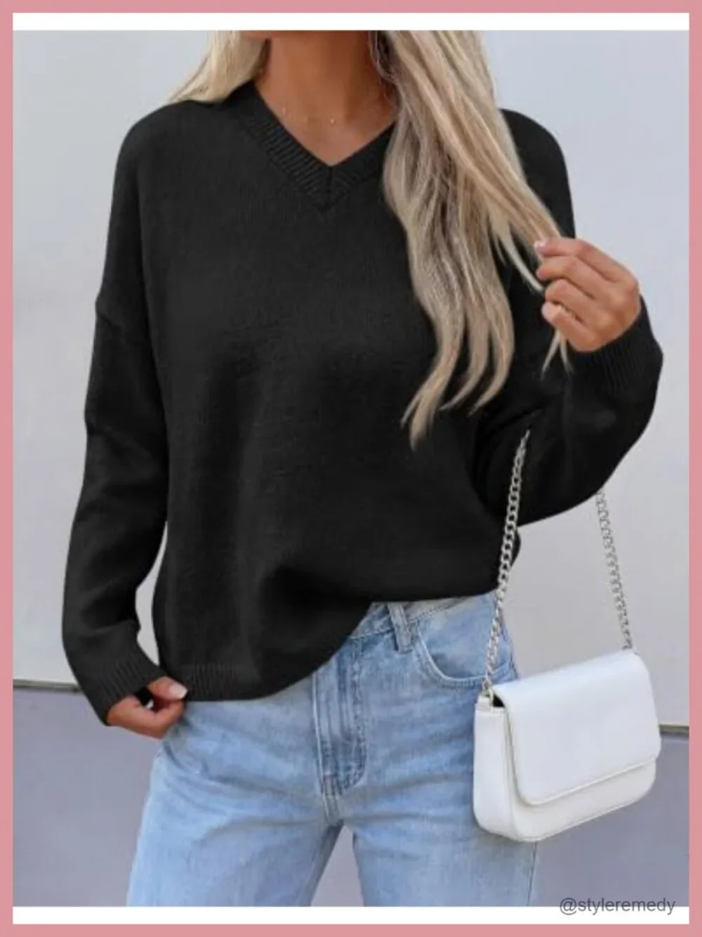 Women's Cozy V-Neck Chunky Knit Pullover Sweater Long Sleeve Stretchy Soft Warm